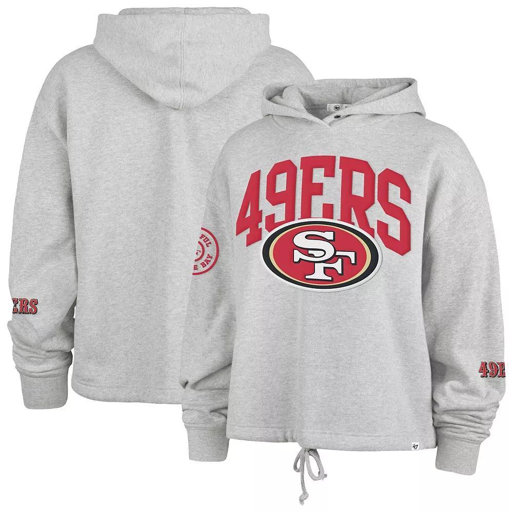 Women's '47 Heather Gray San Francisco 49ers High Hopes Long Sleeve Cropped Hoodie, Size: XL, Grey Product Image