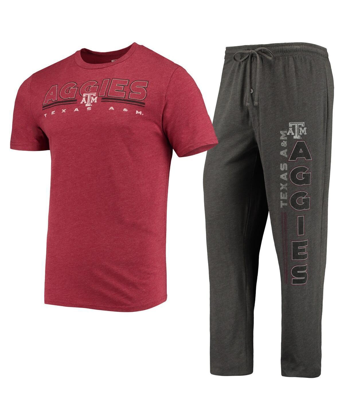 Mens Concepts Sport Heathered Charcoal/Maroon Texas A&M Aggies Meter T-Shirt & Pants Sleep Set Product Image