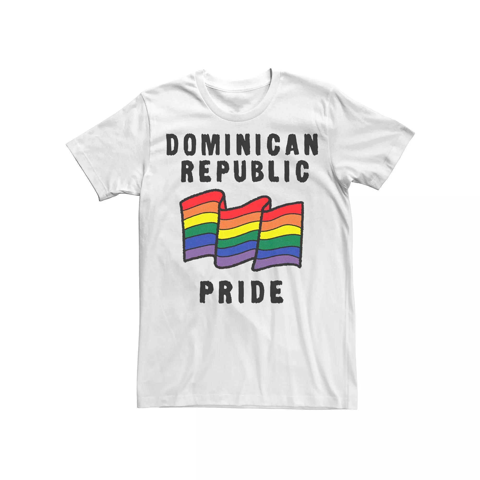 Men's Gonzales Dominican Republic Pride Sketched Flag Tee, Size: Small, White Product Image