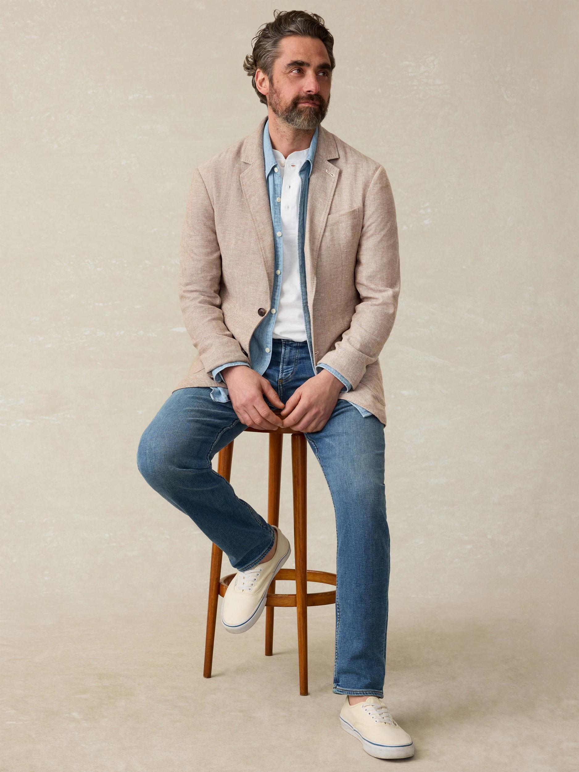 Movement™ Linen Blazer - Wolf Sands Herringbone Product Image