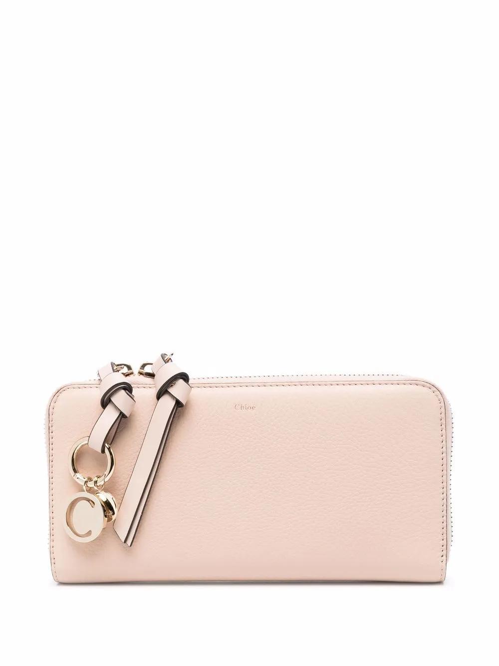 CHLOÉ Full Zip Leather Wallet In Cement Pink Product Image