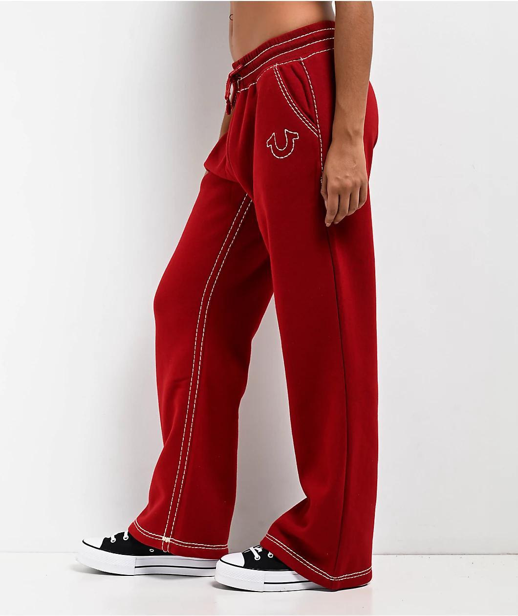 True Religion Super T Fleece Ruby Red Sweatpants Product Image