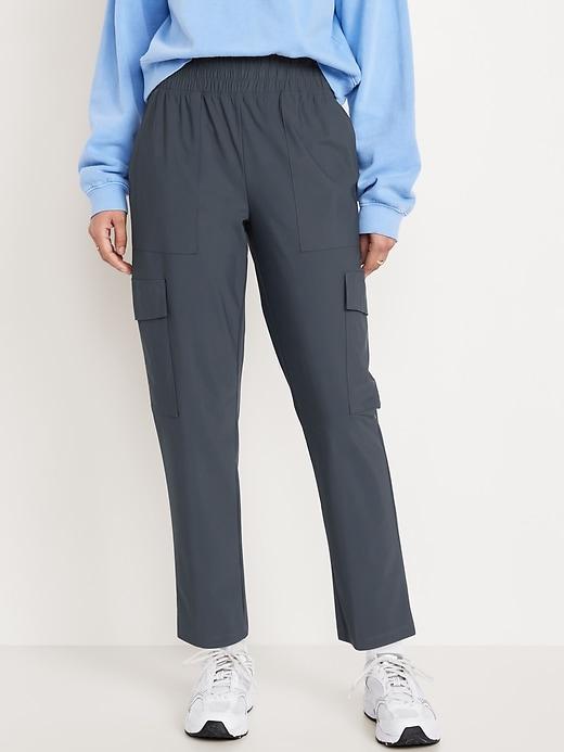 High-Waisted SleekTech Cargo Ankle Pants Product Image