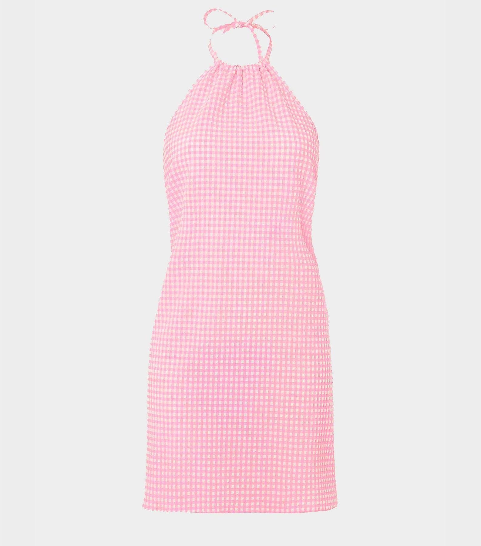 Gingham Seersucker Mini Dress - Milkshake Gingham Product Image