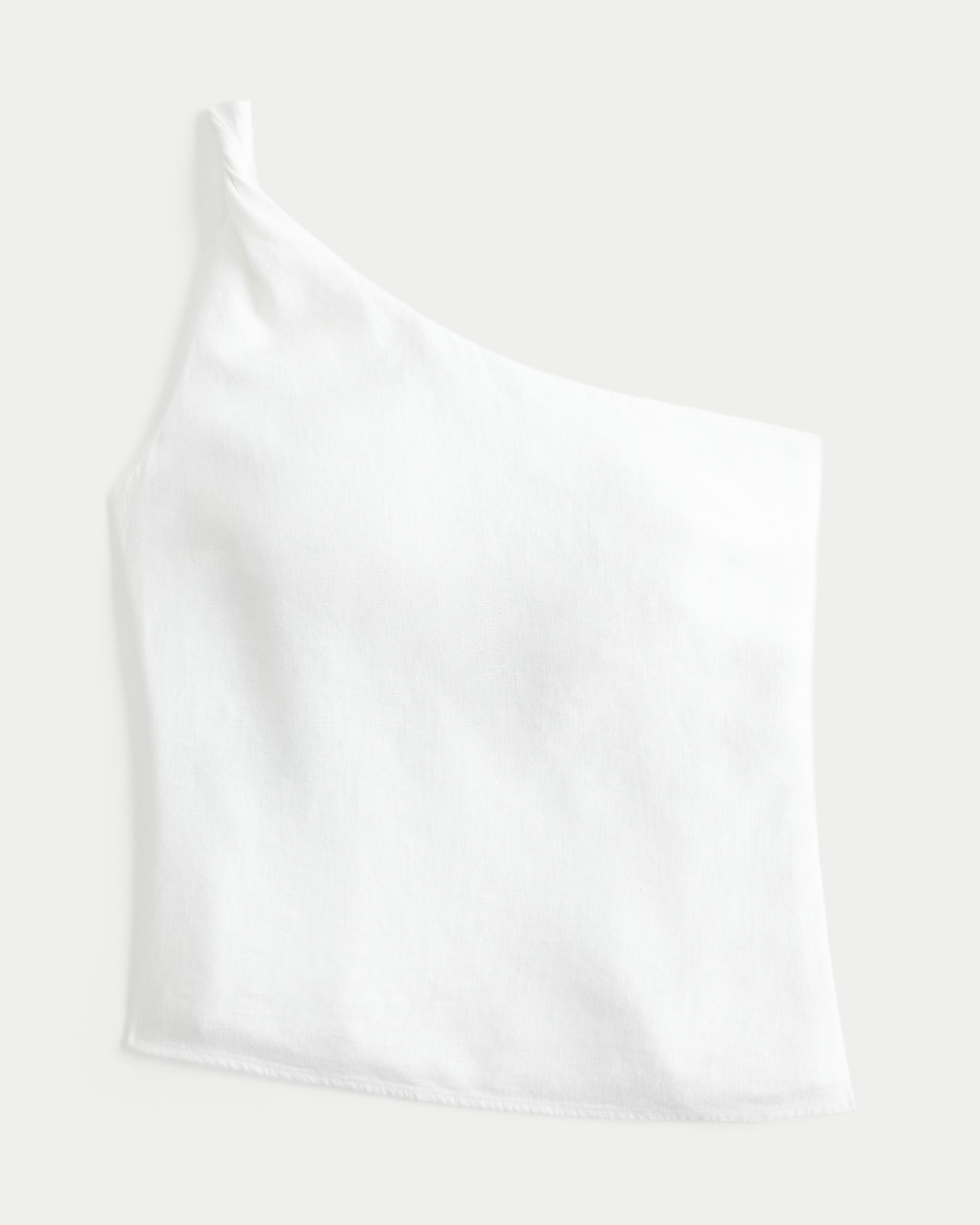 Linen-Blend One-Shoulder Top Product Image