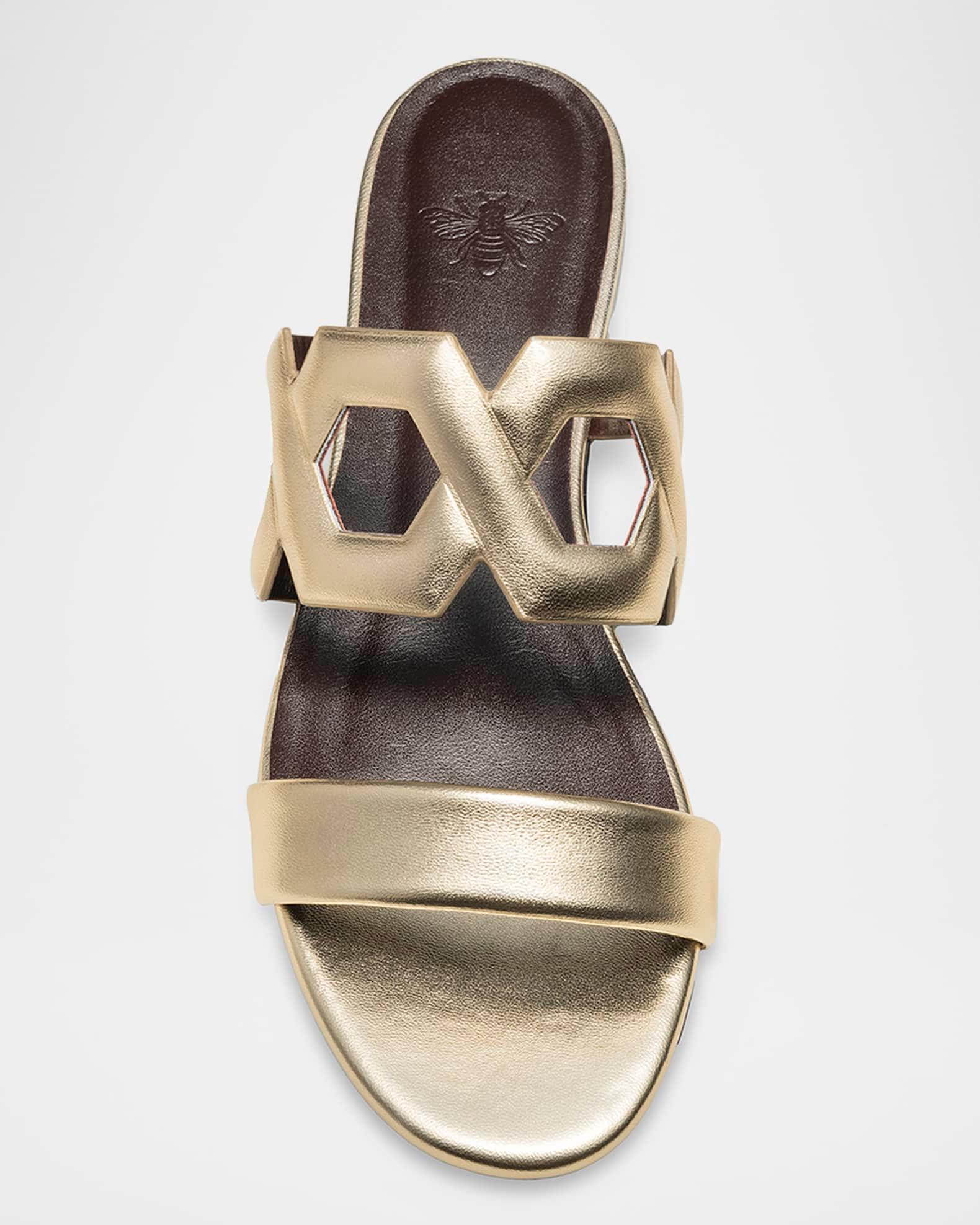 Metallic Link Flat Slide Sandals Product Image