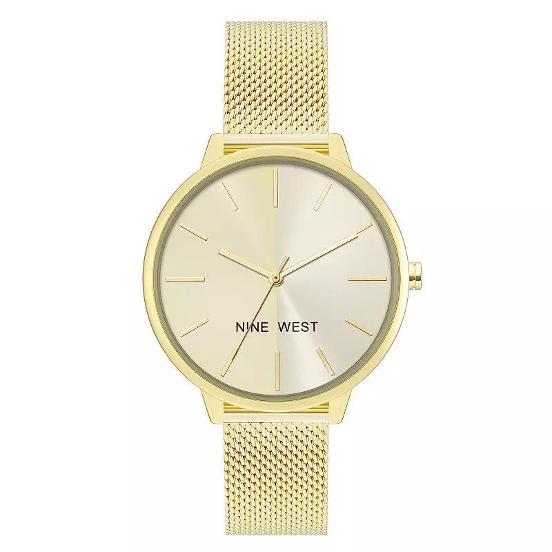 Nine West Womens Split Dial Mesh Watch Beige Product Image