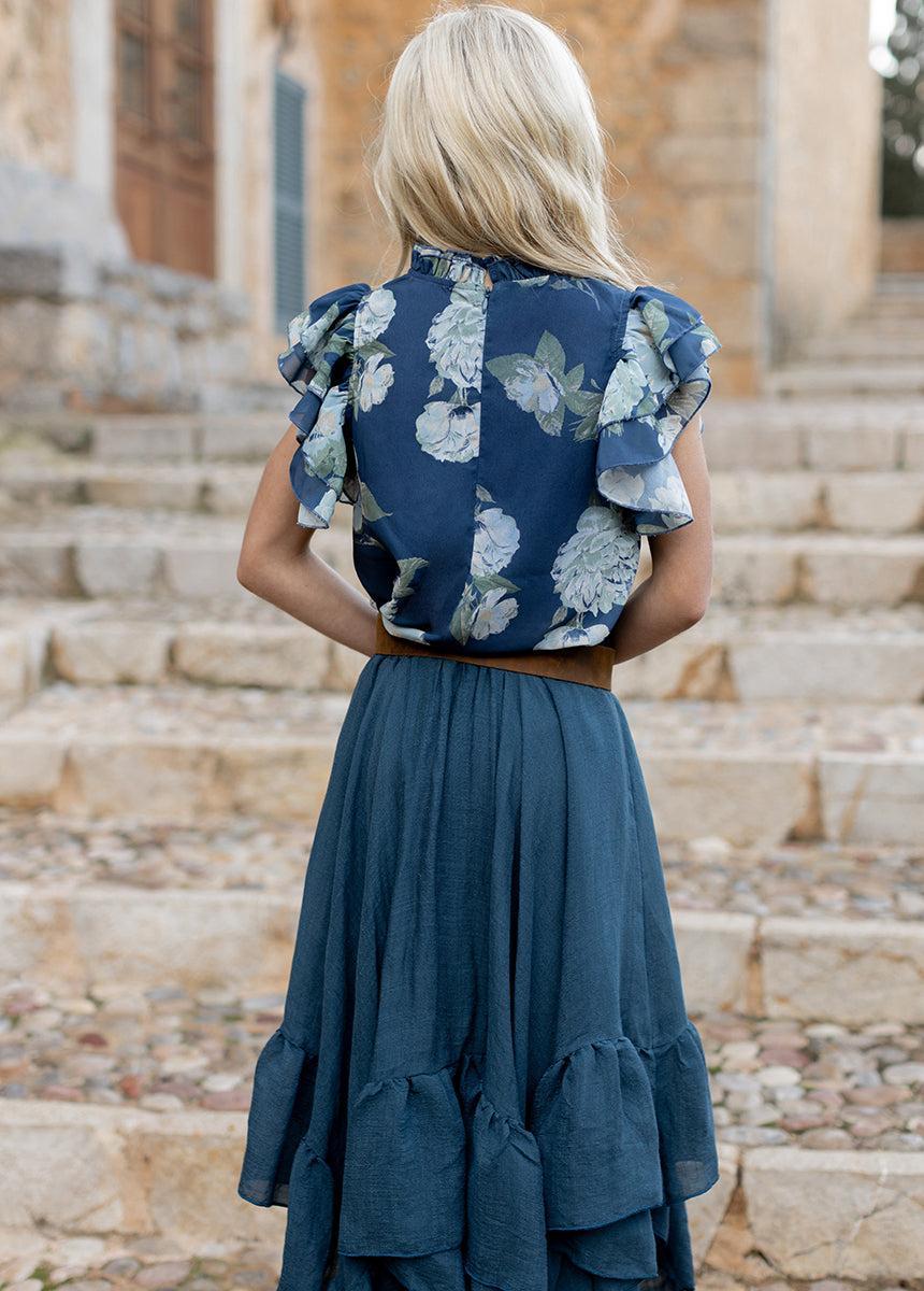 Isadora Top in Large Navy Floral Girls Product Image