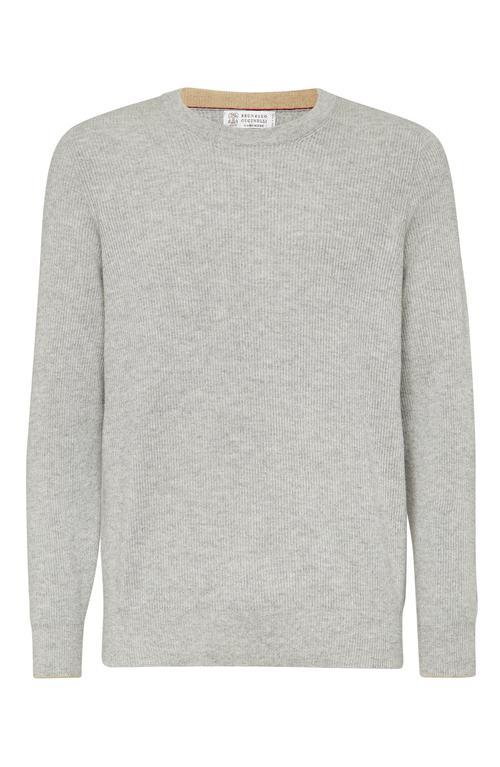 BRUNELLO CUCINELLI English Rib Knit Sweater In Grey Product Image