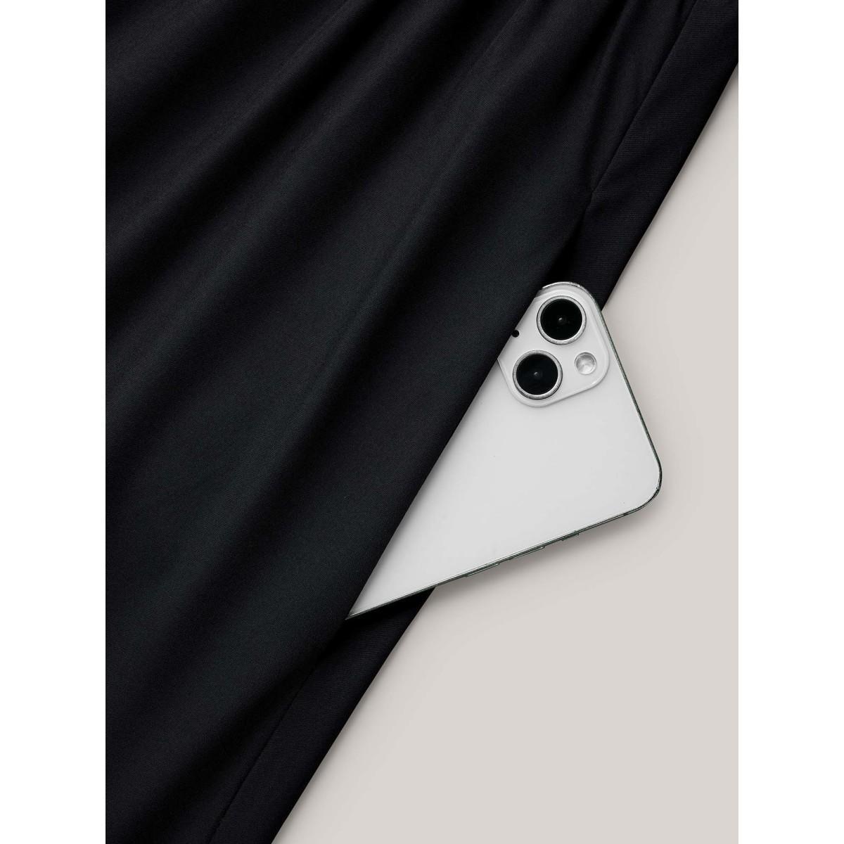 Plus Size Floral Print V-Neck Half-Sleeve Midi Dress Black Women Timeless Non V-neck Short sleeve Curvy BloomChic 12/L Product Image