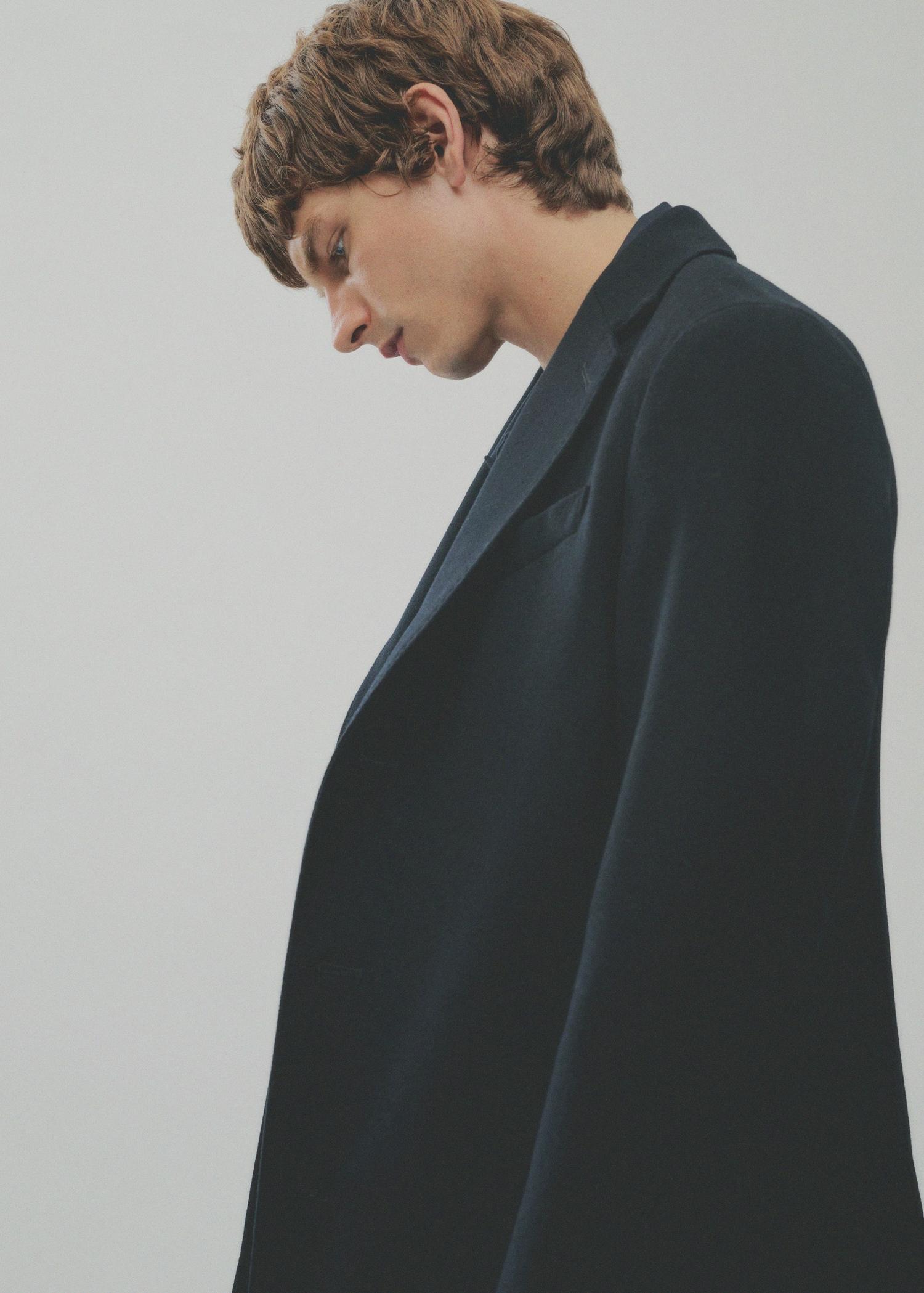 Long recycled wool coat - Men | MANGO USA Product Image