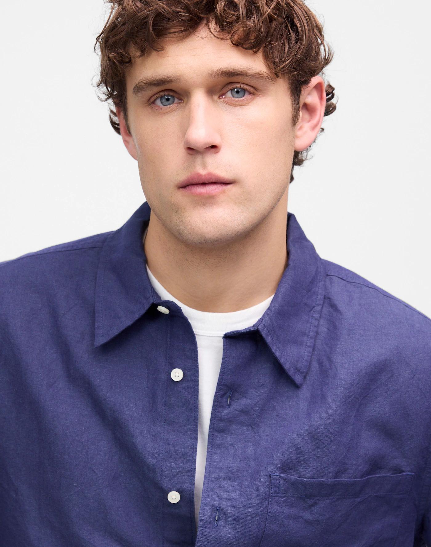 Button-Up Shirt in Cotton-Linen Blend Product Image