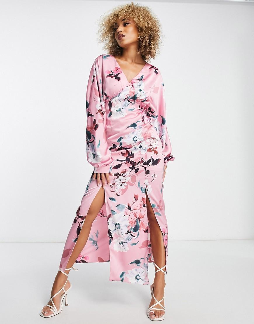 Liquorish satin maxi dress with kimono sleeve Product Image