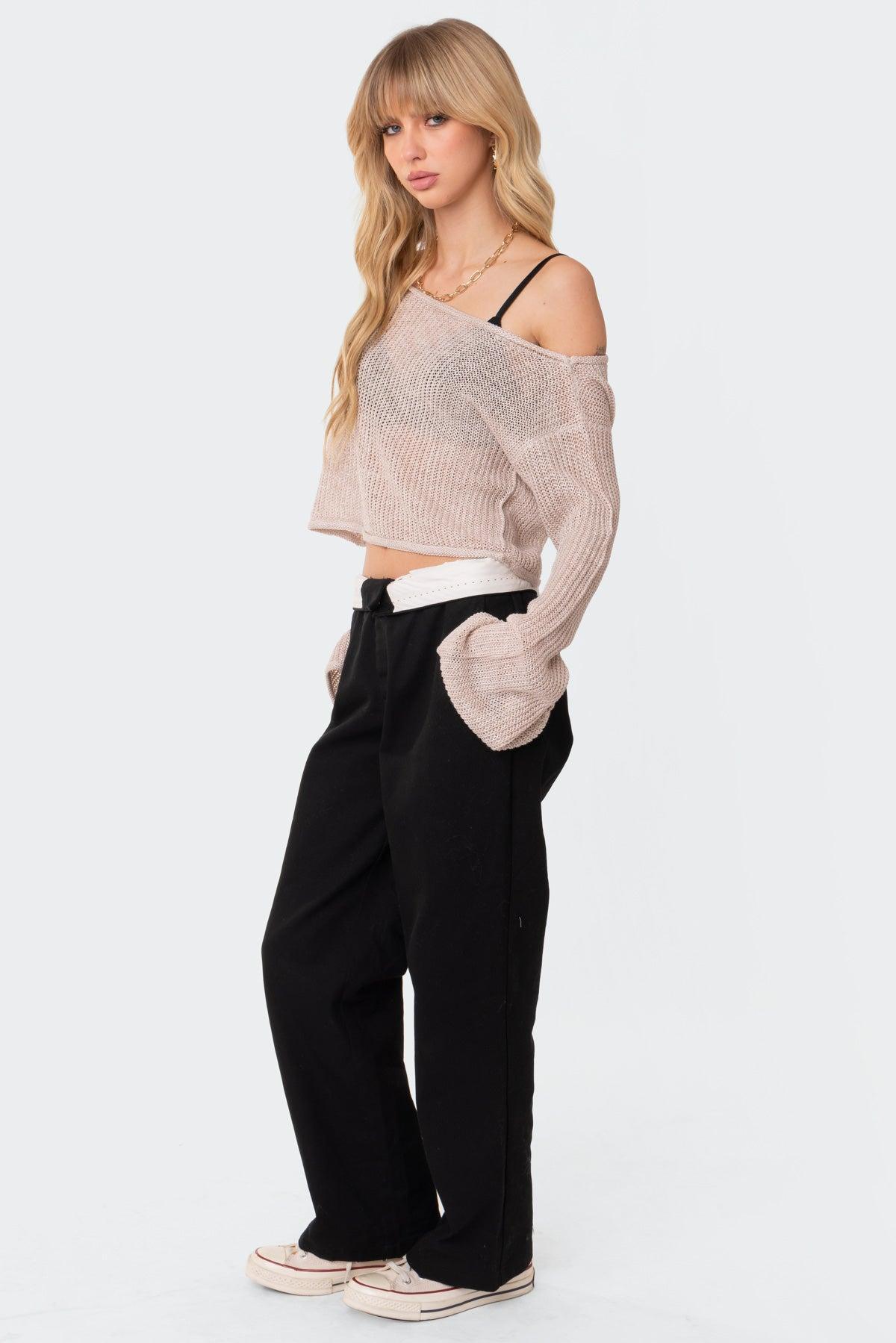 Emmie Off The Shoulder Sheer Knitted Top Product Image