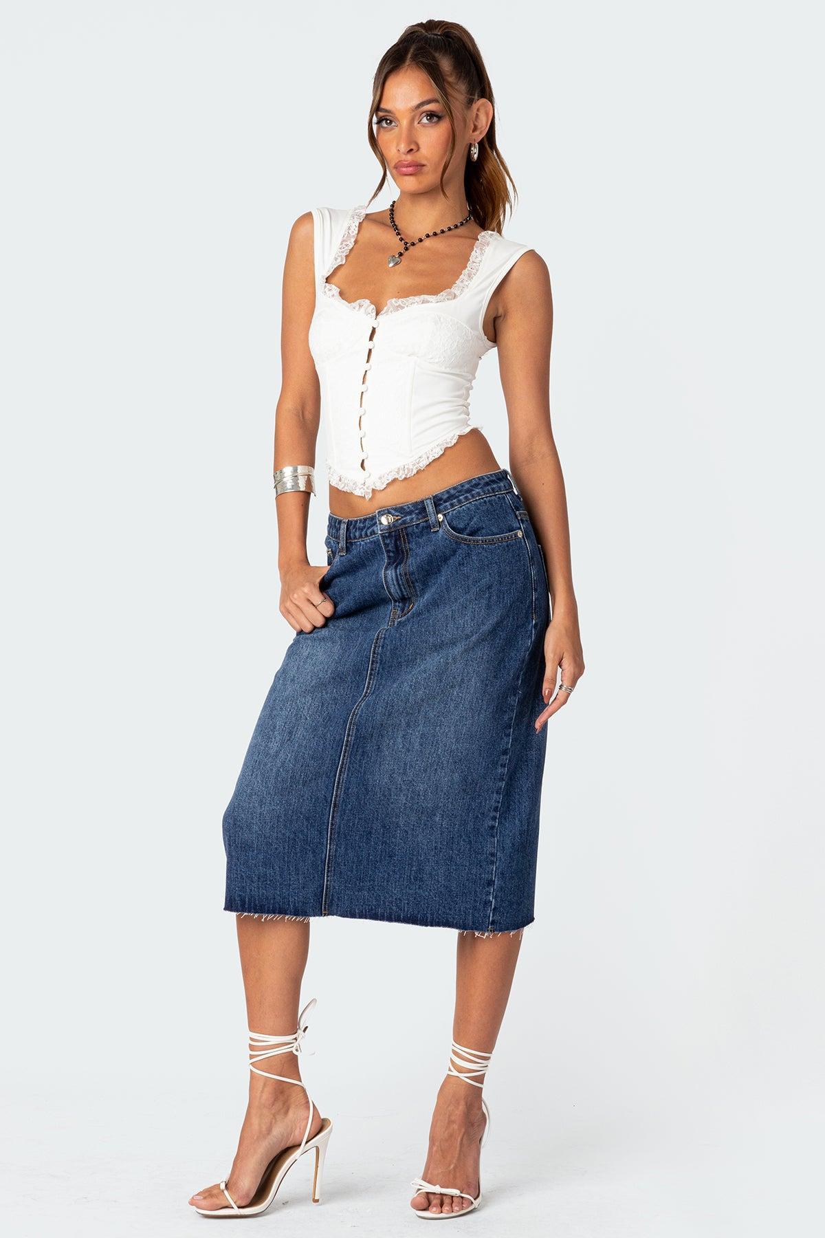 Mirah Denim Midi Skirt Product Image