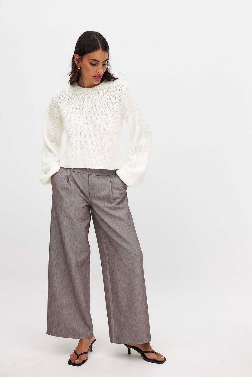 Knitted Open Back Balloon Sleeve Sweater Product Image