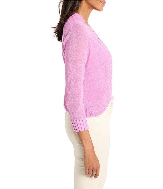 NIC + ZOE Jersey Knit Ribbed Collar 3/4 Sleeve Bolero Cardigan Product Image