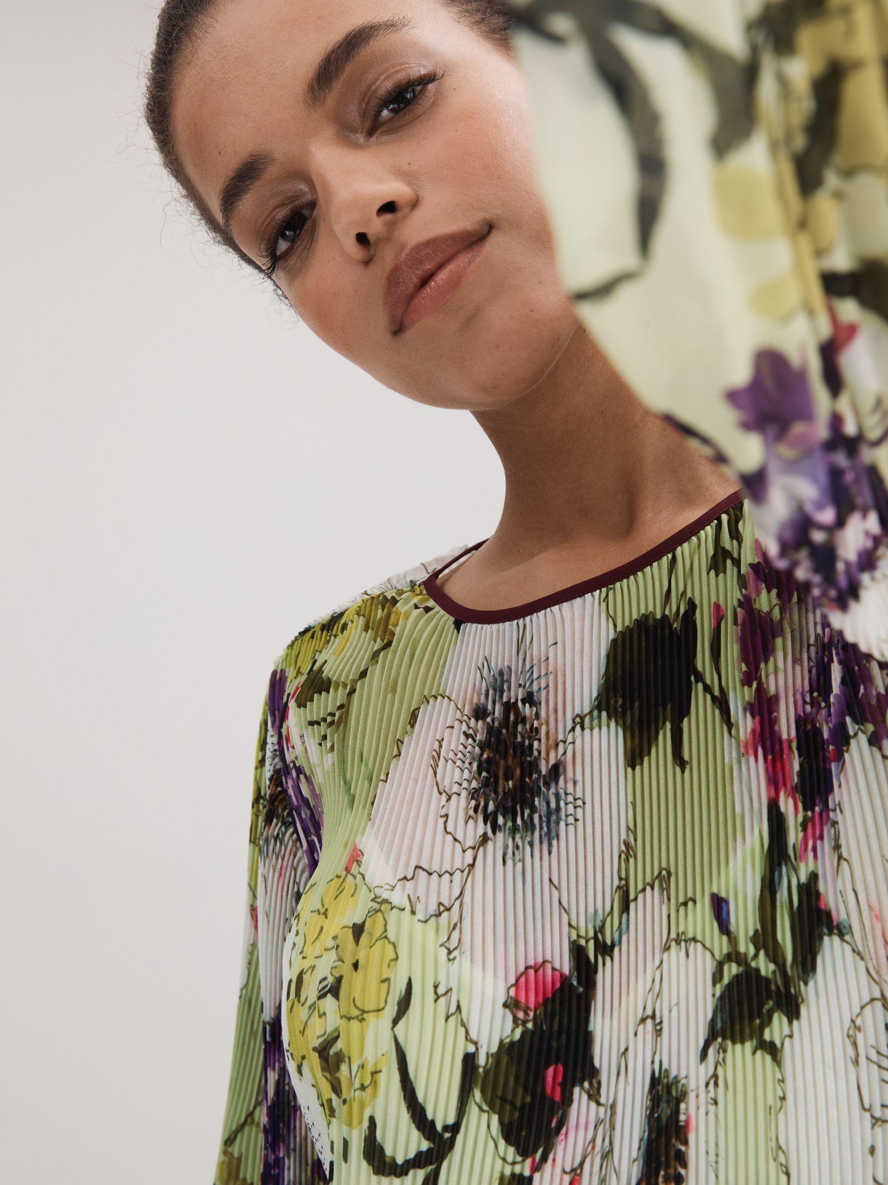 Florere Printed Blouson Sleeve Midi Dress in Multi Product Image