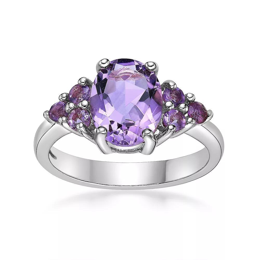 Gemminded Sterling Silver Amethyst Oval Ring, Women's, Size: 6 Product Image