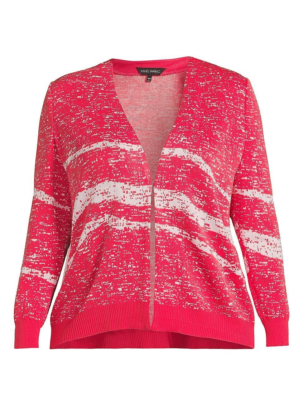 Womens Abstract V-Neck Knit Jacket Product Image