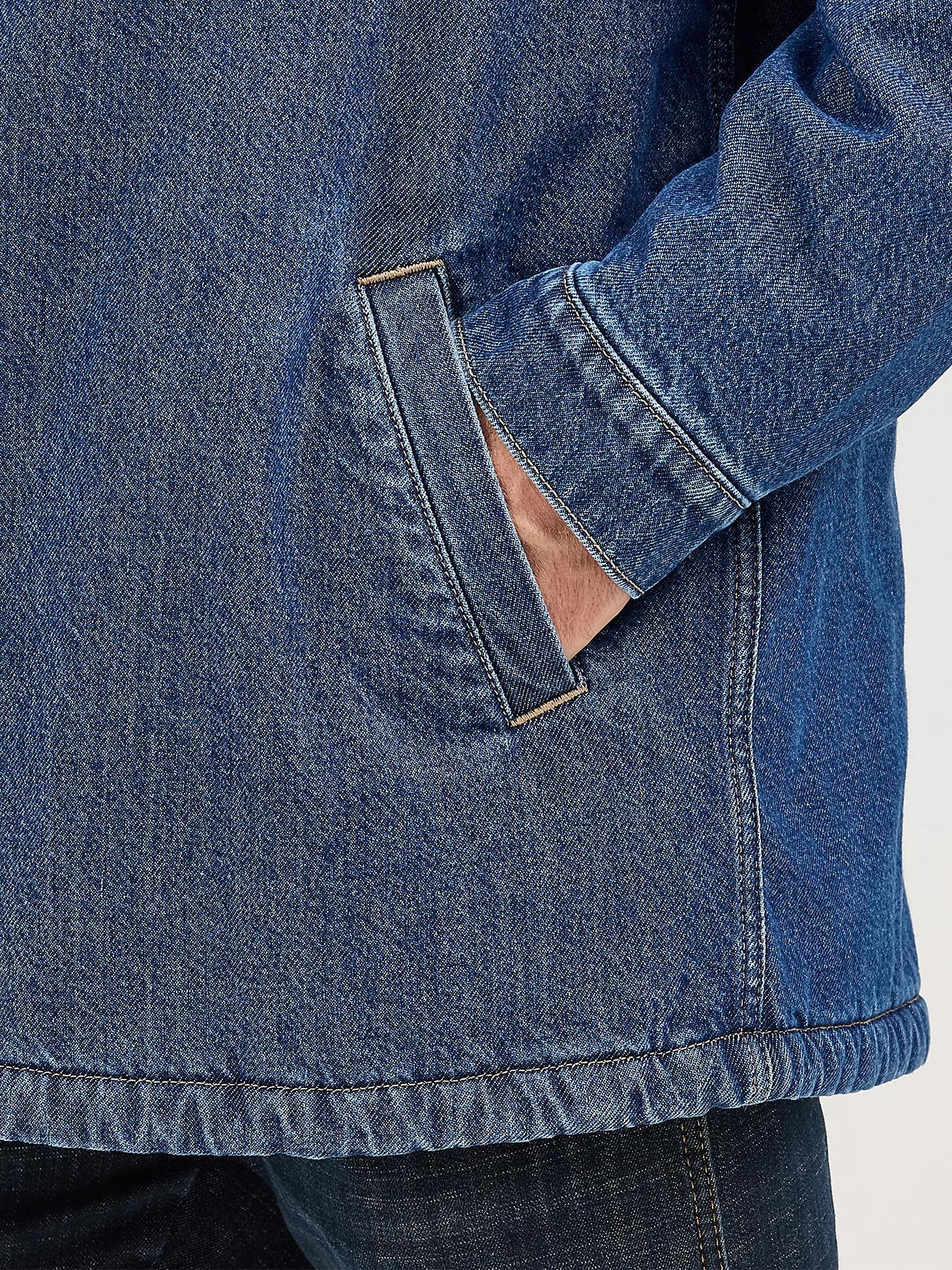 Men's Western Sherpa Lined Denim Wrange Jacket in Medium Wash Product Image