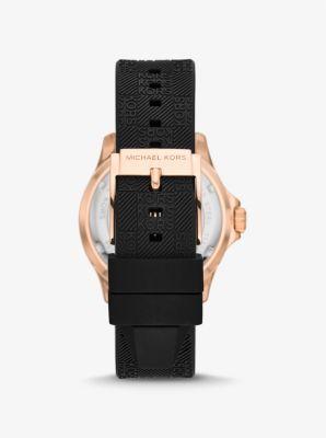 Oversized Slim Everest Pavé Rose-Gold Tone and Embossed Silicone Watch Product Image