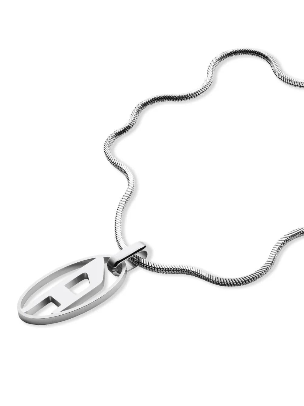 DIESEL Logo-pendant Necklace In Silver Product Image