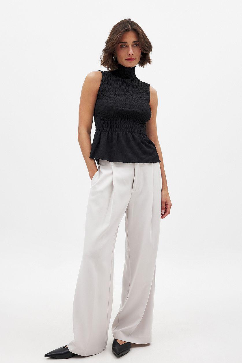 Sleeveless Smock Top Checkered Product Image