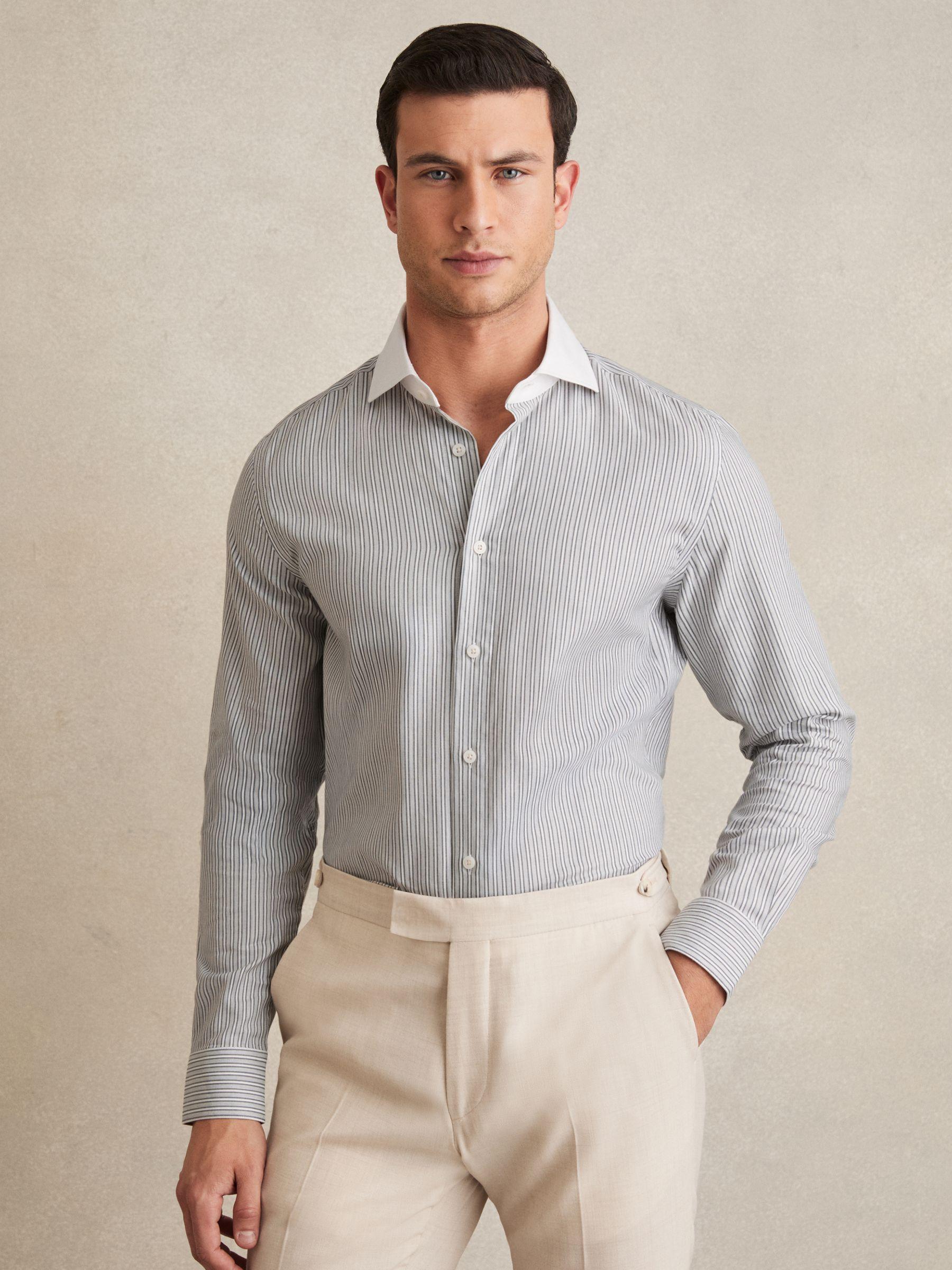 Single-Breasted Stretch Suit Blazer Slim-Fit in Stone Product Image