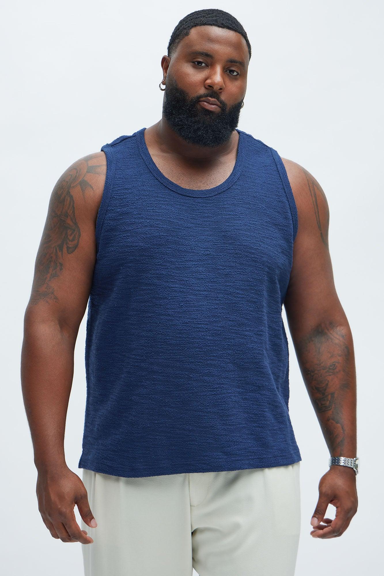 Blaine Textured Relaxed Tank Top - Navy Product Image