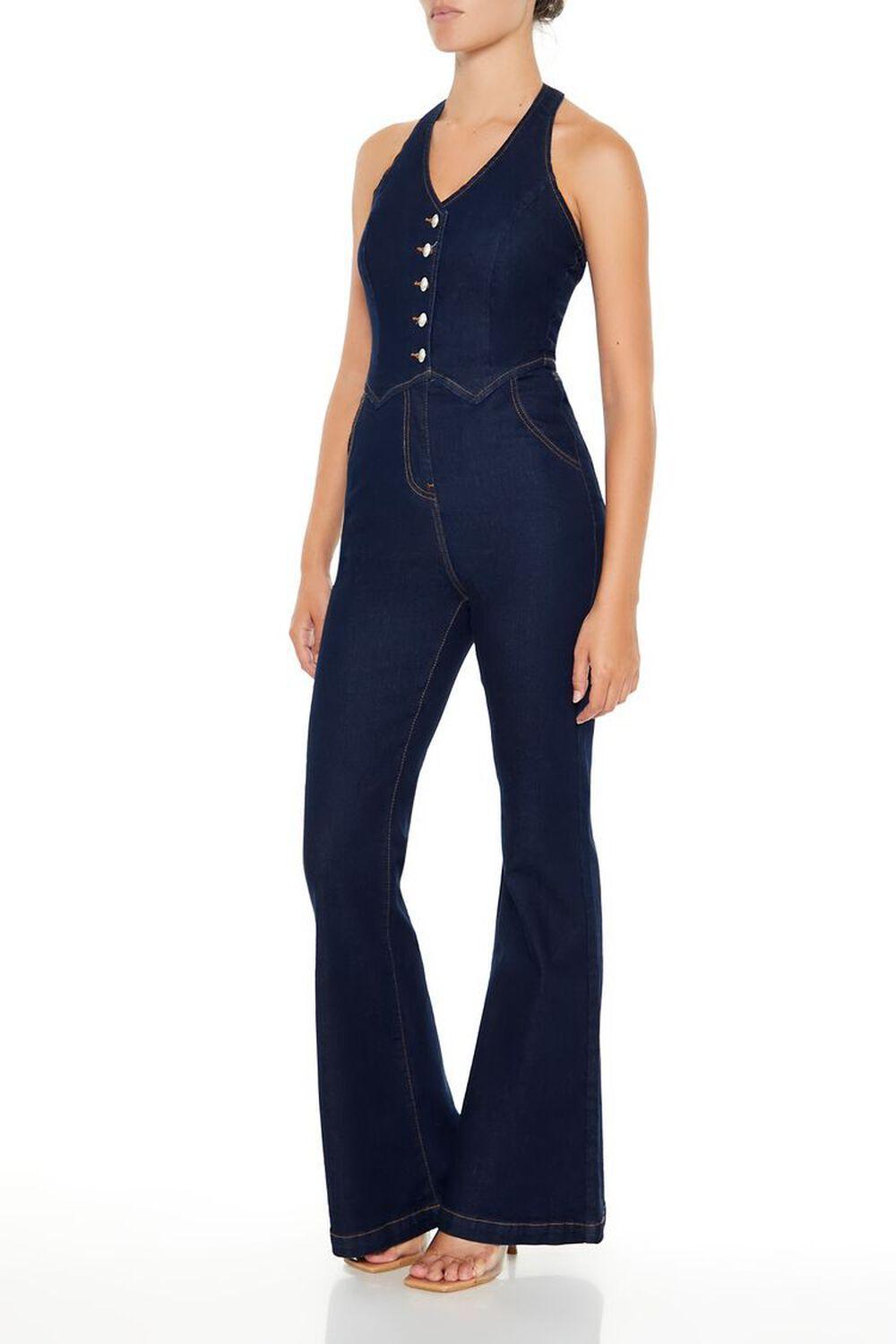 Denim Flare Halter Jumpsuit | Forever 21 Product Image