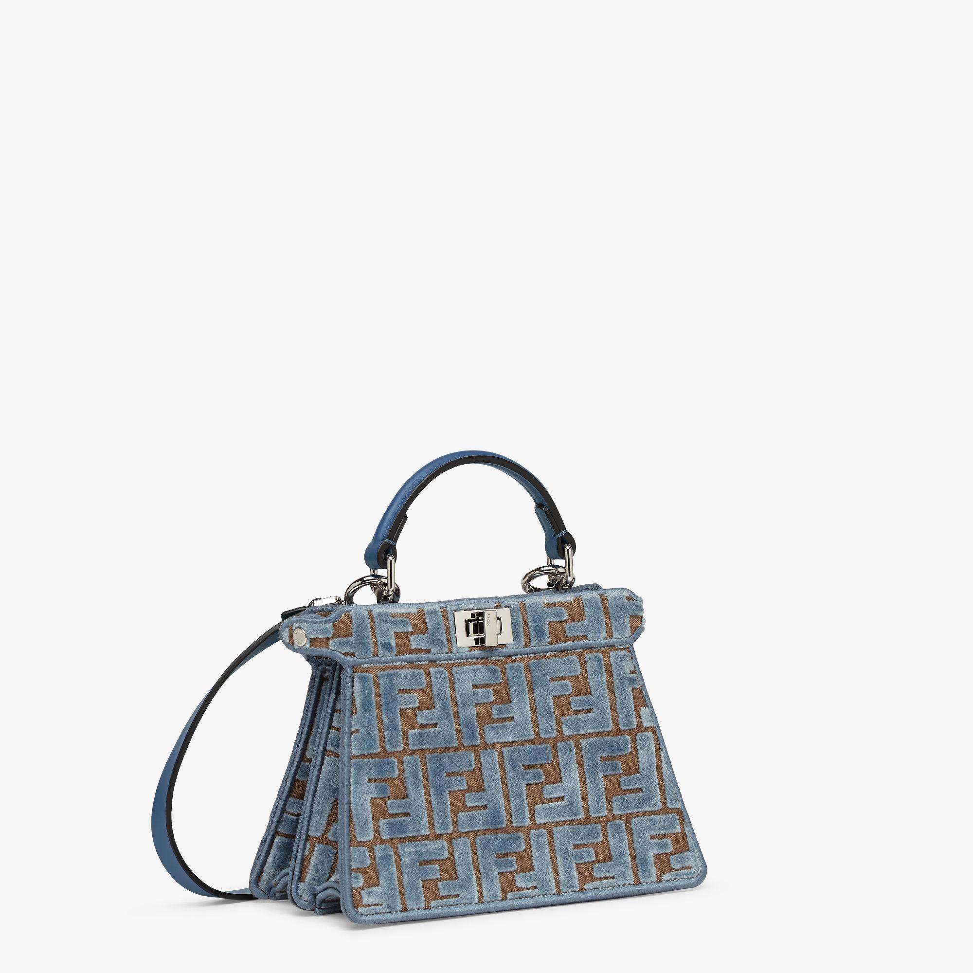 Peekaboo ISeeU PetiteLight blue FF jacquard velvet bag Product Image