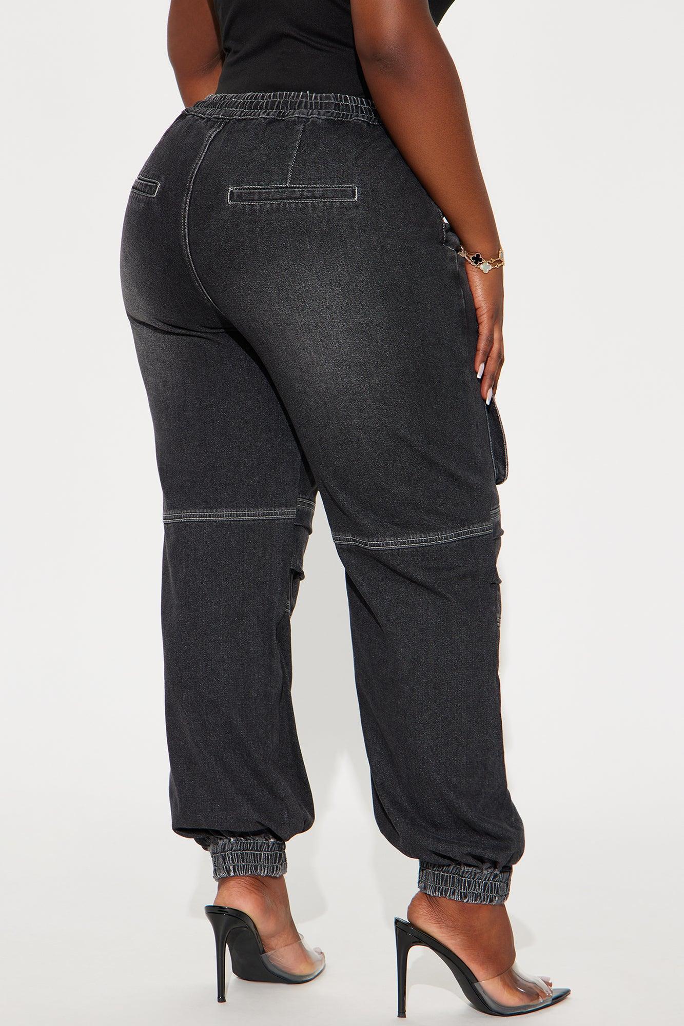 On A Different Level Cargo Denim Joggers - Black Product Image