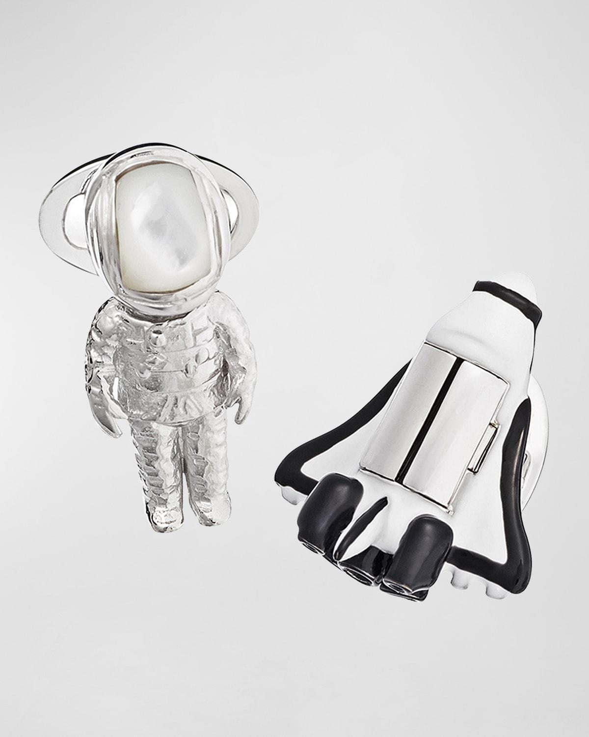 Mens Shuttle & Astronaut Sterling Silver/Gemstone Cufflinks Product Image