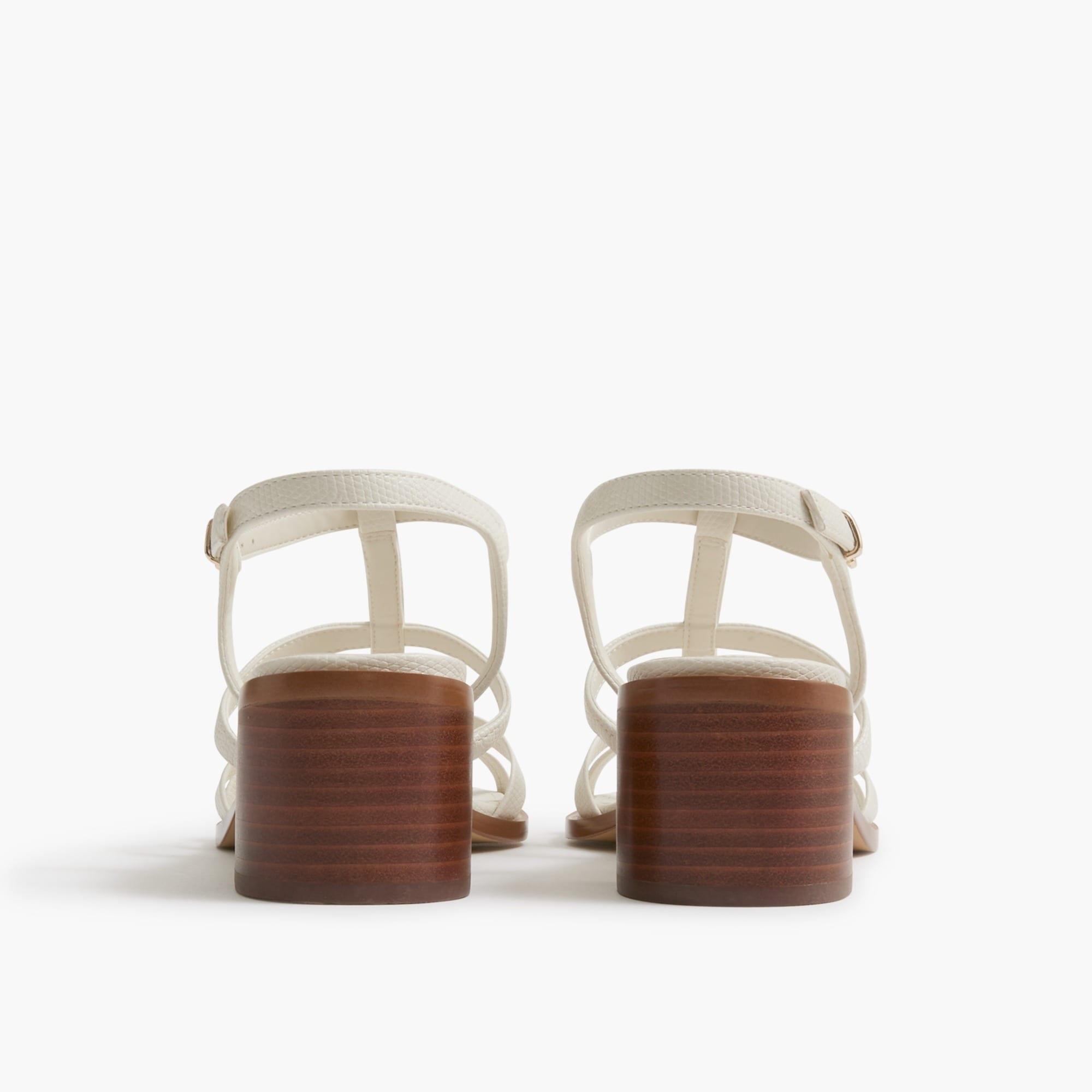 Textured T-strap heeled sandals Product Image