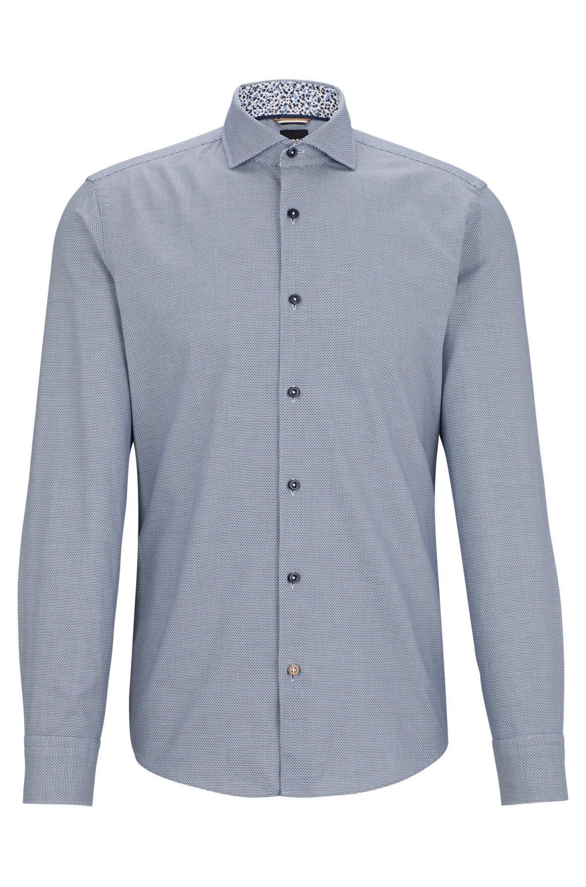 Casual-fit shirt in structured cotton with spread collar Product Image