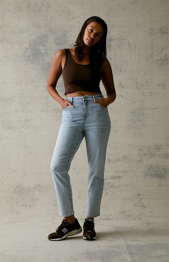 Womens Light Blue Curve Straight Leg Jeans Product Image