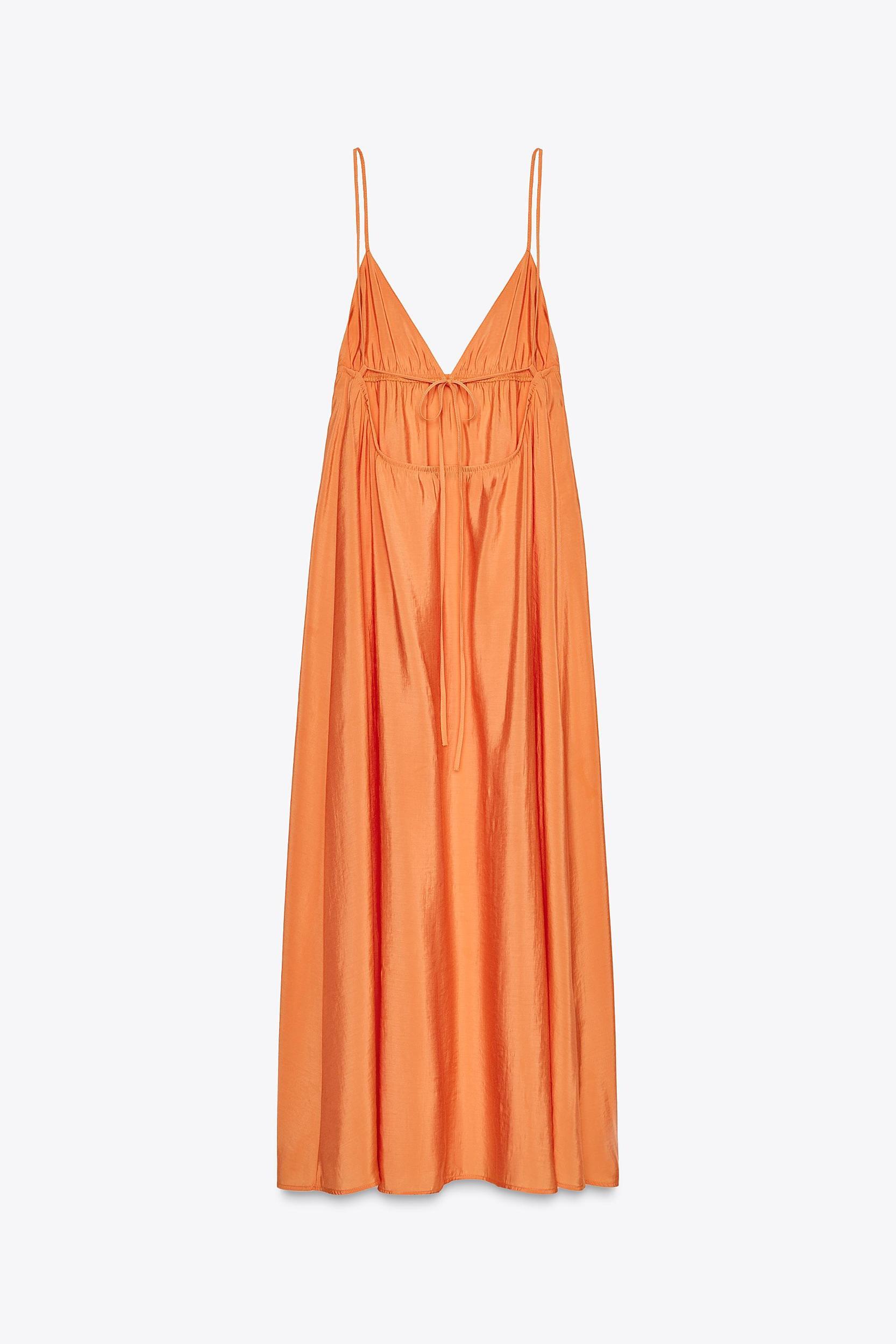 FLOWY MIDI DRESS WITH STRAPS Product Image