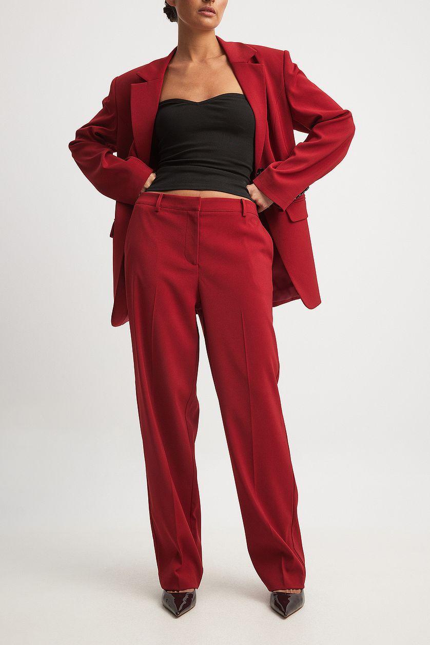 Straight Low Waist Suit Pants Product Image