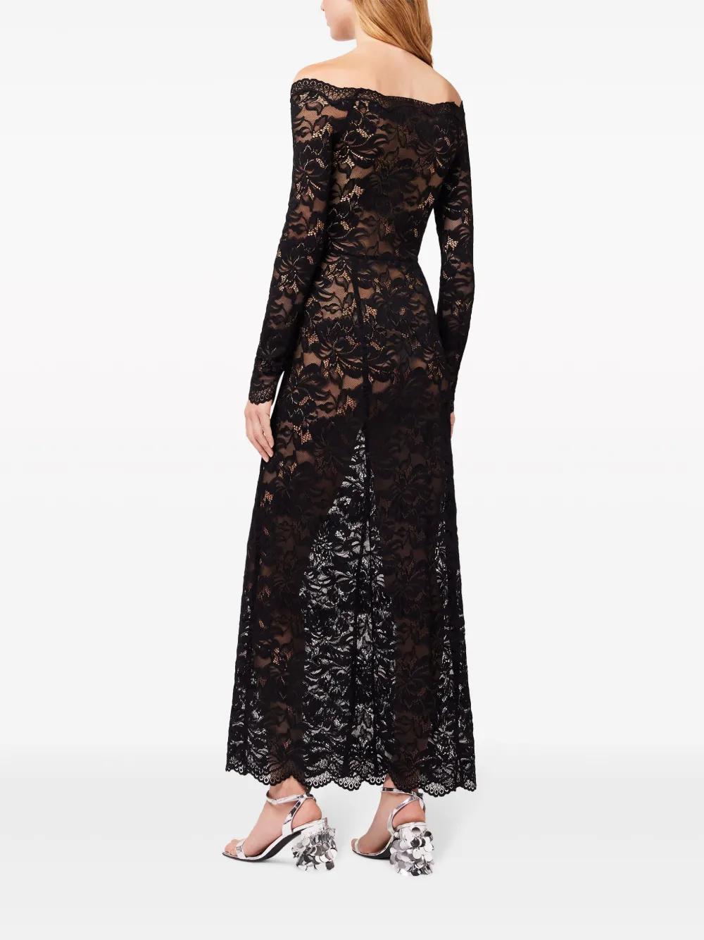 floral-lace bardot-collar dress Product Image