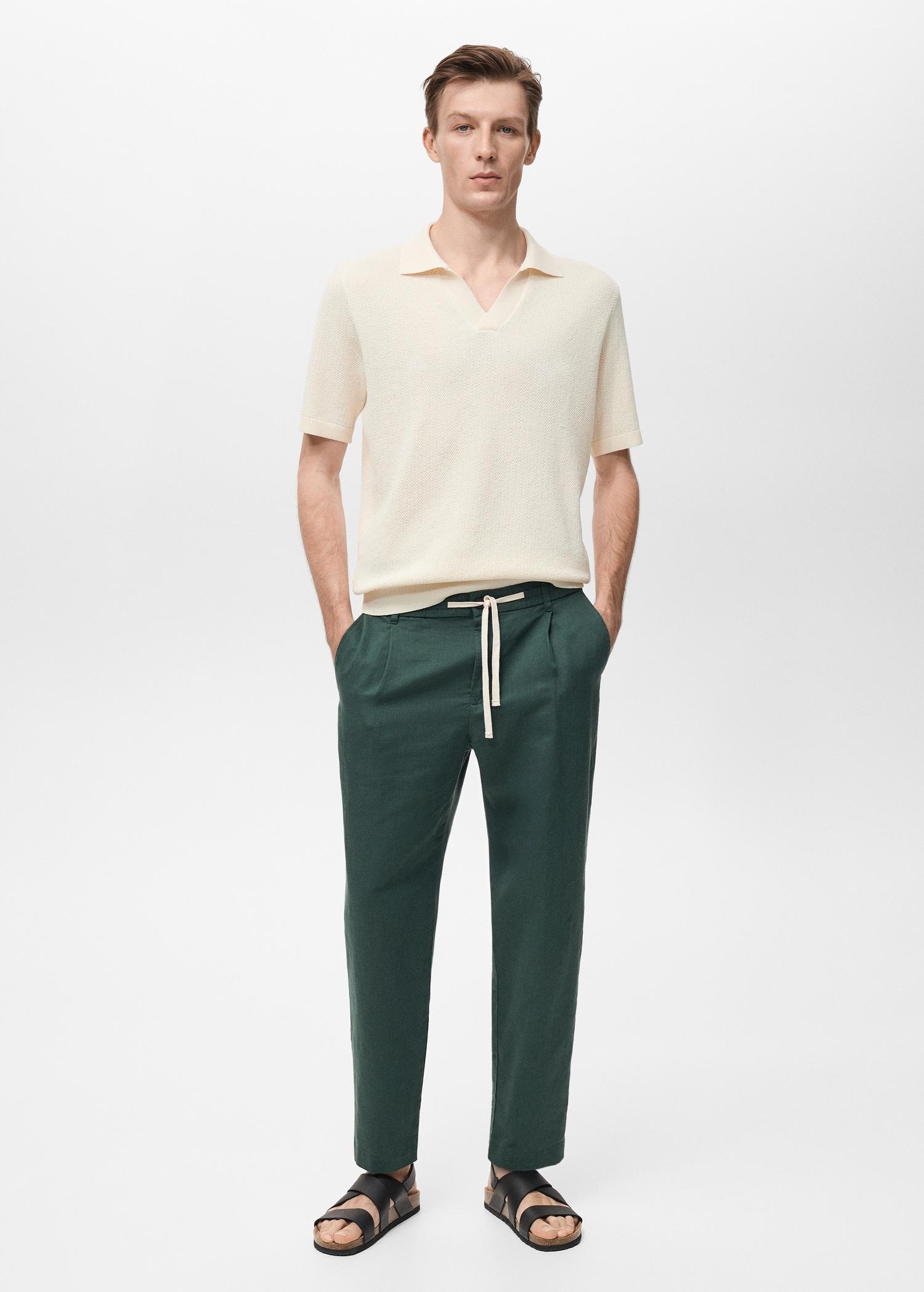 Slim-fit pants with drawstring - Men | MANGO USA Product Image