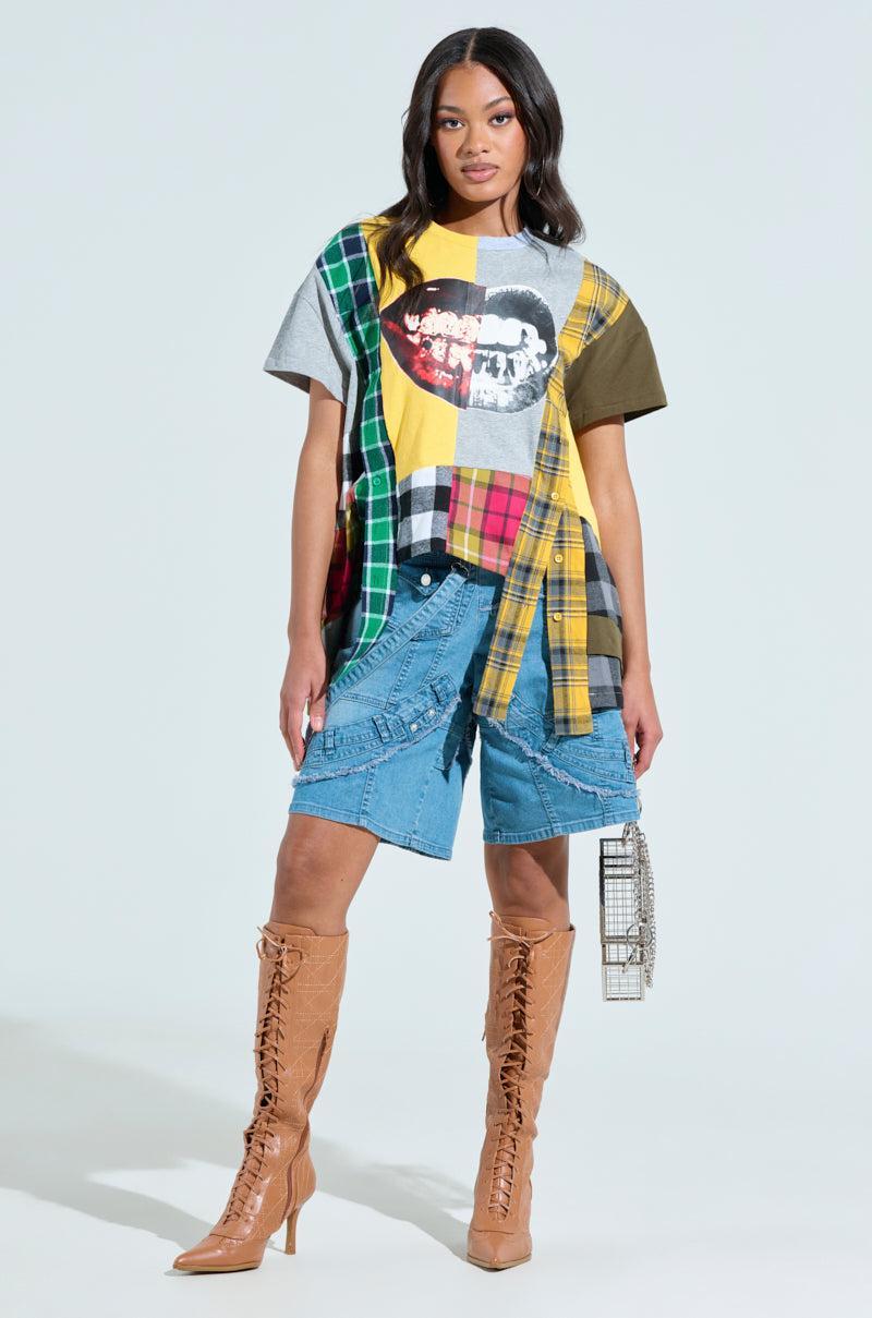 REBUILT OVERSIZED FLANNEL T-SHIRT Product Image