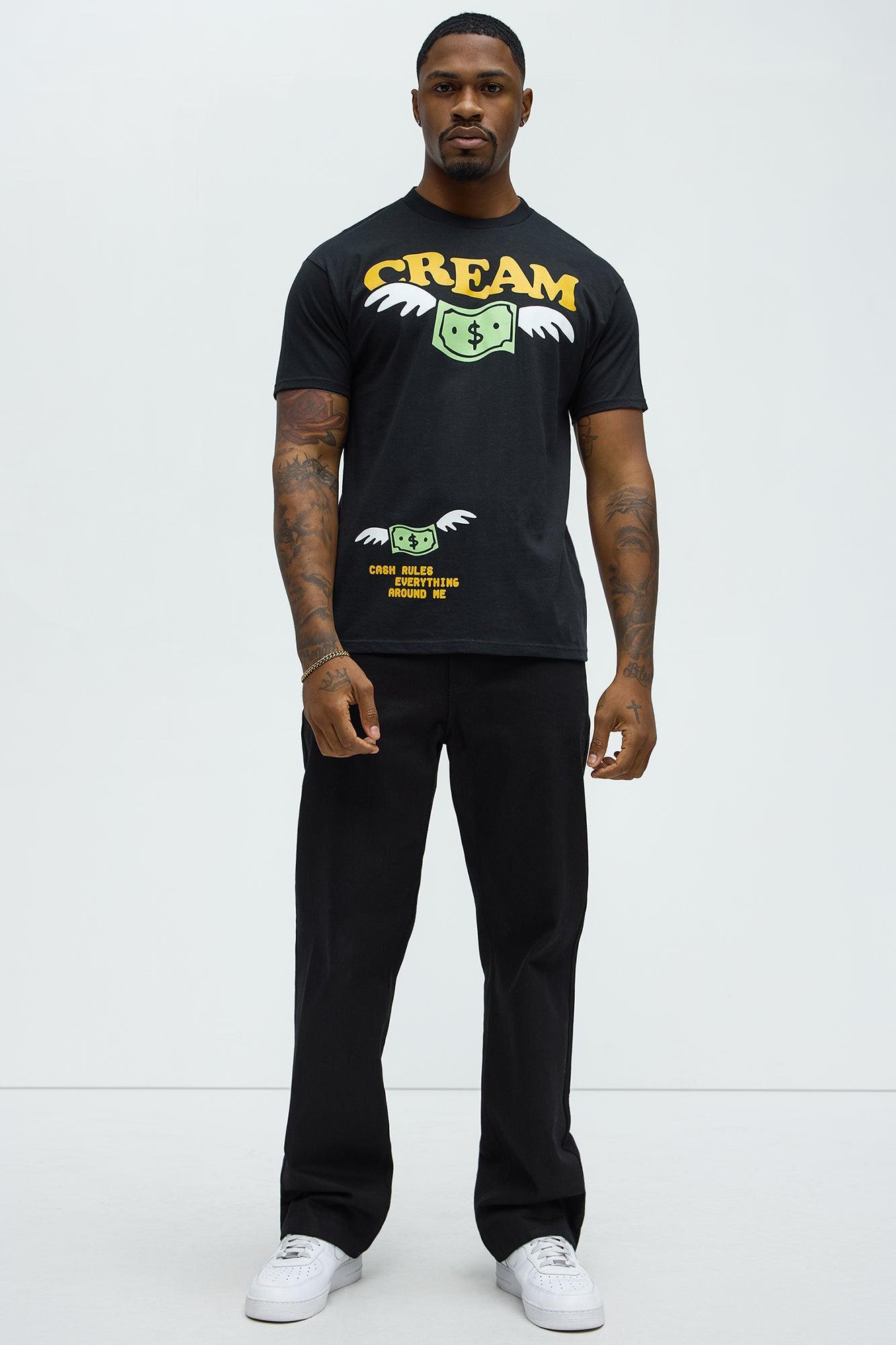 Flying Money Short Sleeve Crew Neck T shirt - Black Product Image