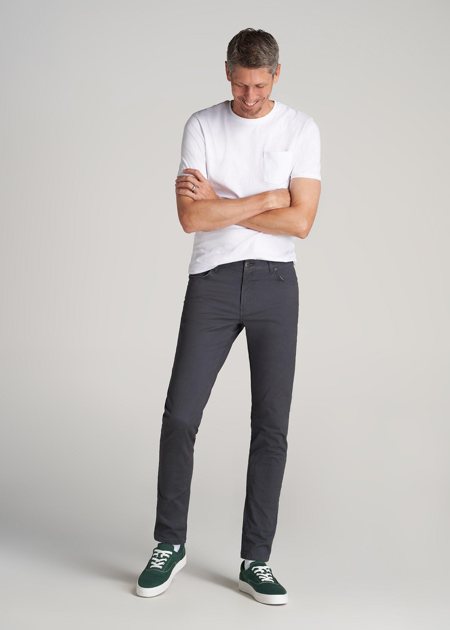 Carman TAPERED Fit Five Pocket Pants for Tall Men in Pebble Grey Male Product Image