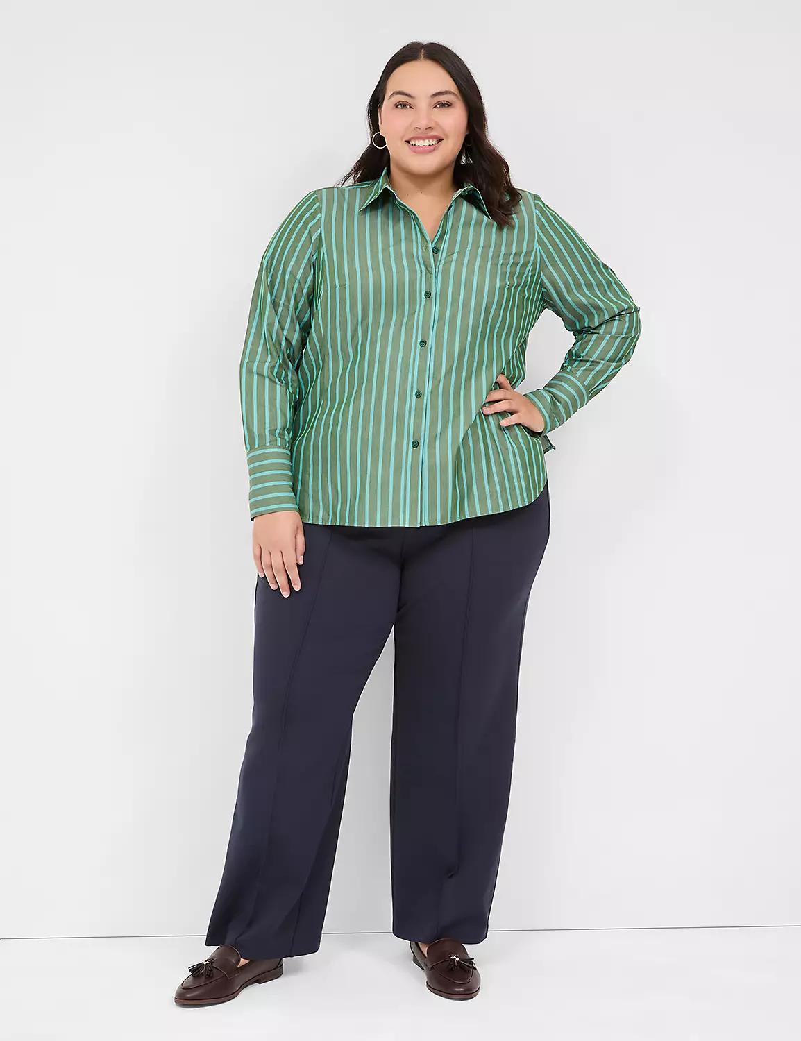 Pull-On Textured Ponte Straight Leg Pant Product Image