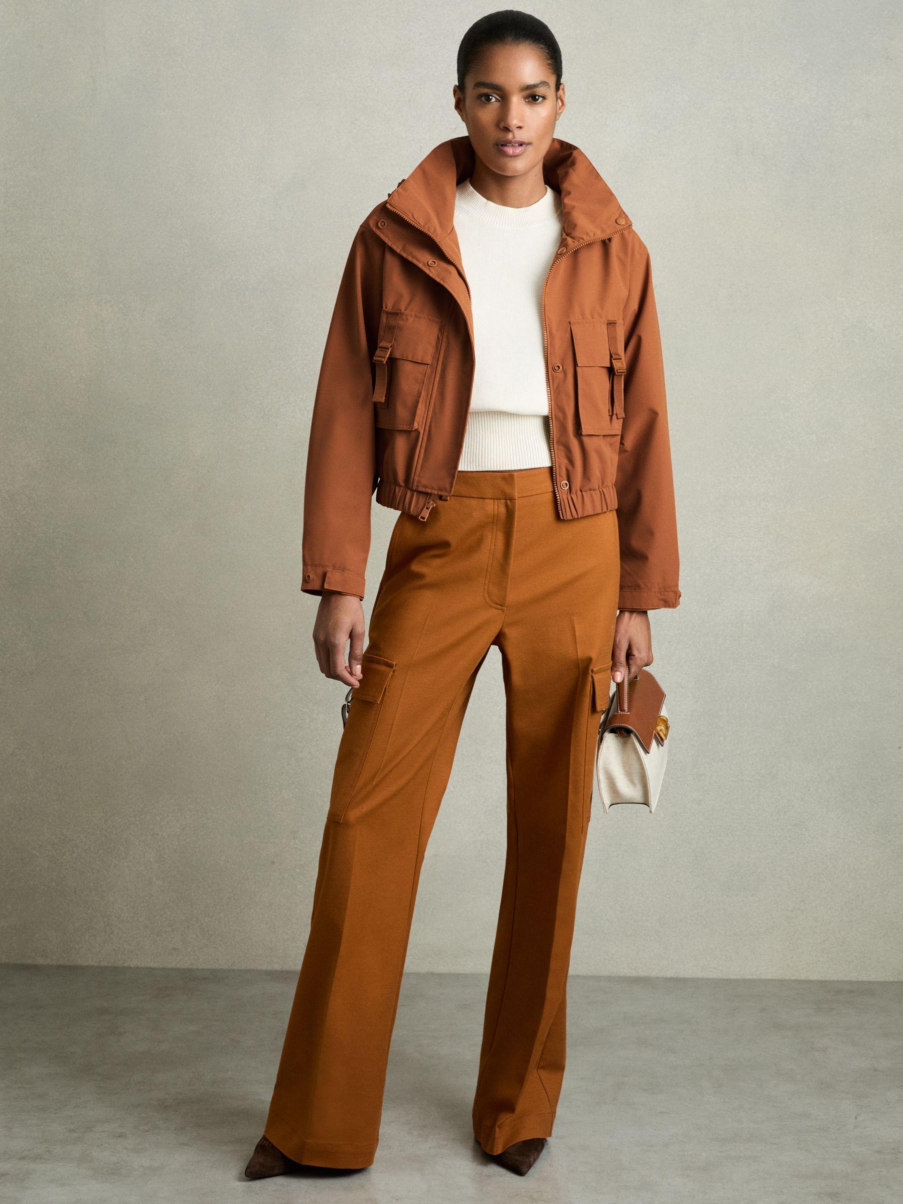 Technical Hooded Utility Jacket in Rust Product Image