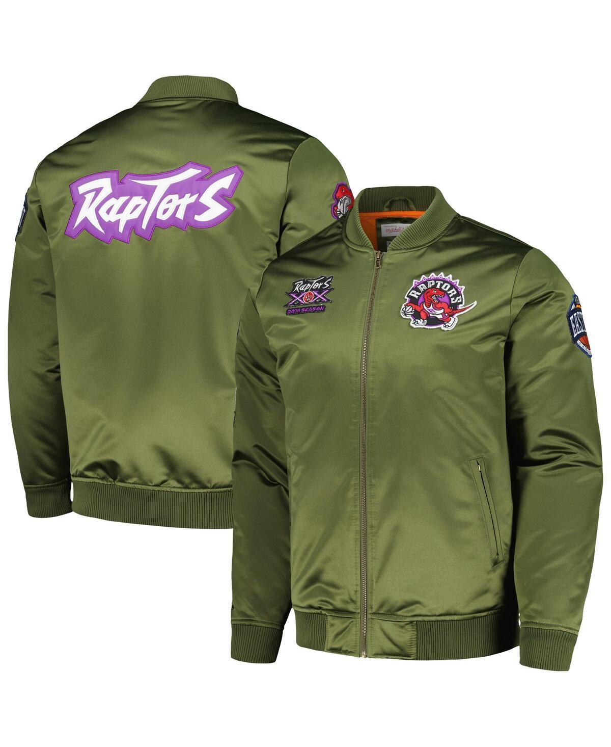 Mens Mitchell & Ness Olive Toronto Raptors Hardwood Classics Retro Satin Full-Zip Jacket Product Image