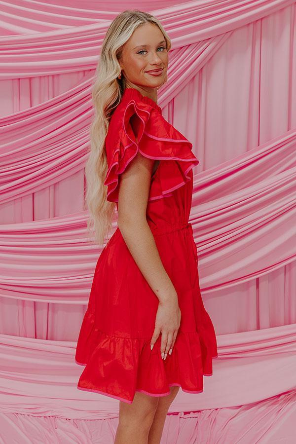 Red Wine Sippin' Ruffle Mini Dress Product Image