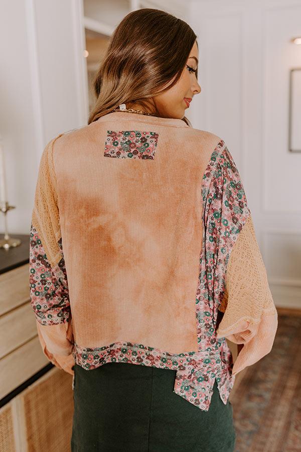 Chasing Sunsets Waffle Knit Top in Light Pumpkin Product Image