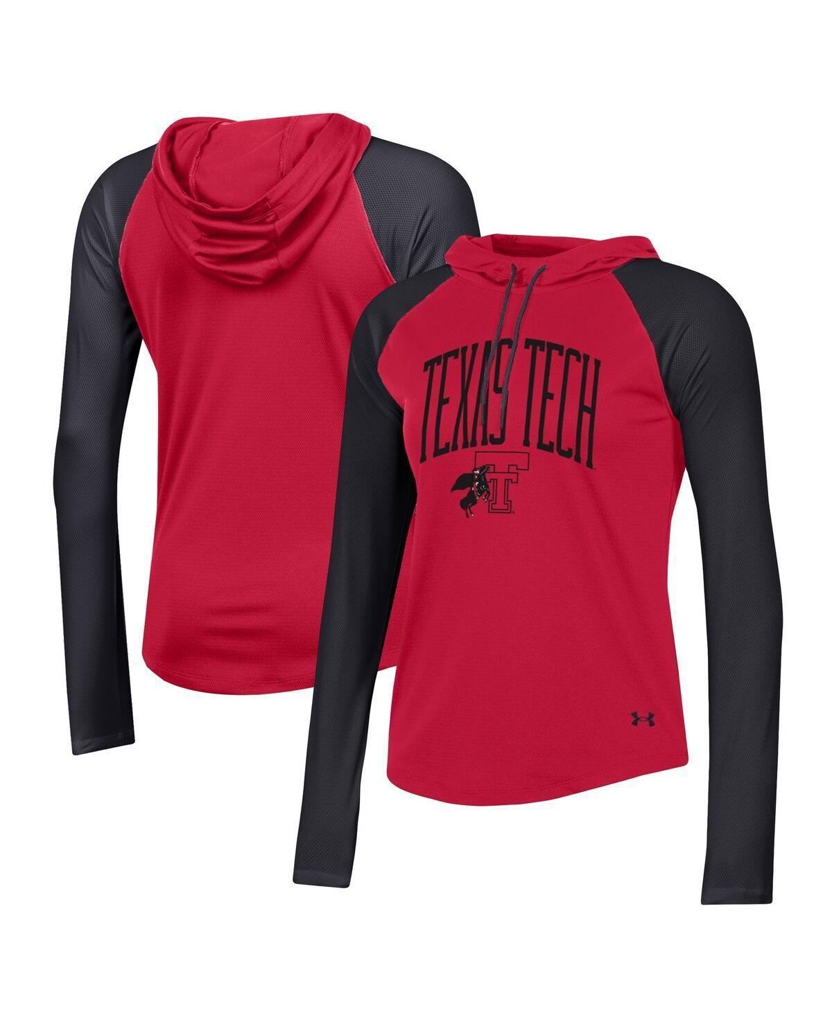 Womens Under Armour Texas Tech Raiders Gameday Mesh Performance Raglan Hooded Long Sleeve T-Shirt Product Image